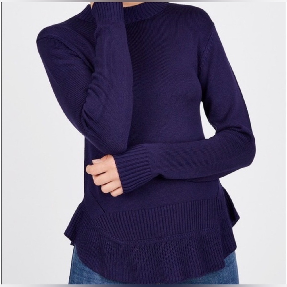 OCTAVIA Women’s Peplum-style Plum-colored Long Sleeve Knit Sweater Size Large L